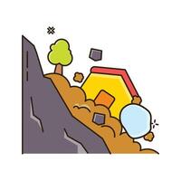 A house is falling down a hill with a tree on top vector