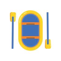A yellow and blue inflatable boat with paddles vector