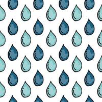 Seamless pattern with water drops on a white background.Water drops in doodle style. vector