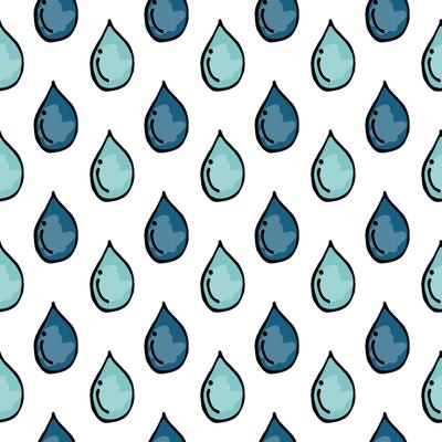 Seamless pattern with water drops on a white background.Water drops in doodle style.