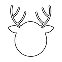 Black linear icon of deer head on white background. Animal. vector