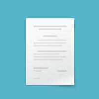 a paper document front view on blue vector