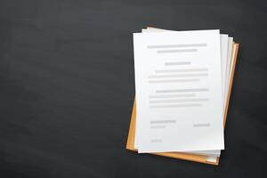 stack of documents with folder on dark vector