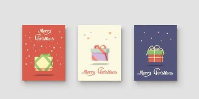xmas cartoon cards in set with shadows vector