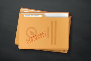 top secret stamp on folder with papers vector