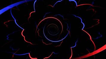 azul e vermelho espiral comovente néon luz túnel fundo vj ciclo dentro 4k video