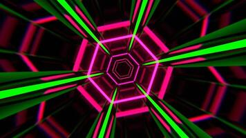 Rosa e verde néon estroboscópico hexágono caleidoscópio fundo vj ciclo dentro 4k video