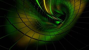 amarelo e verde energia fluxos comovente ao longo anel túnel fundo vj ciclo dentro 4k video