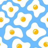 Fried eggs seamless pattern, background. Flat style illustration, drawing vector