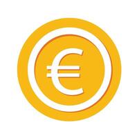 A yellow euro sign with a white circle vector