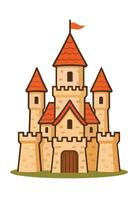 An illustration of a castle with a flag on top vector