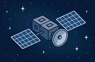 An illustration of a satellite in space vector