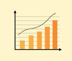 An orange bar chart with a downward arrow vector