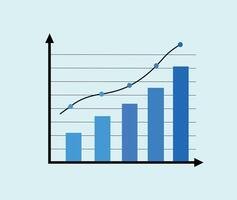 A graph chart with a bar going up vector