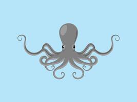 An grey octopus on a blue background vector
