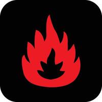 fire icon on metal button vector