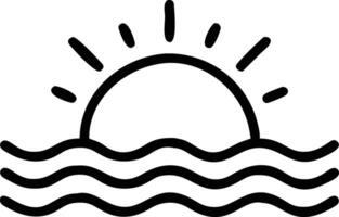 Simple Sunset over Ocean Waves Line Art Graphic Illustration Design Element vector