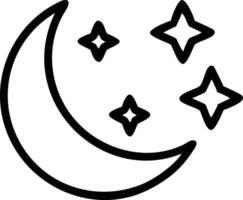 Crescent Moon and Stars Night Sky Icon Simple Line Art Graphic Design vector