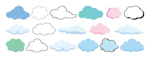 Set of cloud colorful and shilhouette graphic design. vector