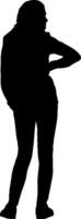 Silhouette of a walking female on a white background. vector