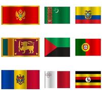 Set Flags of world sovereign states on a white background. vector
