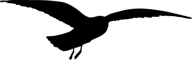 Silhouette of a seagull flying fast upwards on a white background vector