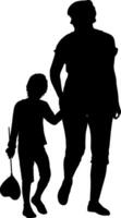 Silhouette happy family on a white background vector