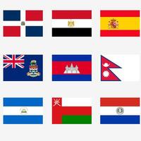 Set Flags of world sovereign states on a background vector