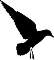 Silhouette of a seagull hanging in one place above the ground on a white background vector