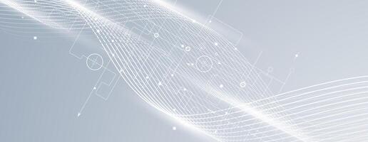 abstract wave technology background with lines and dots vector