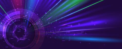 abstract circle background with colorful lights and lines vector