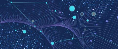 a blue background with many lines and dots vector