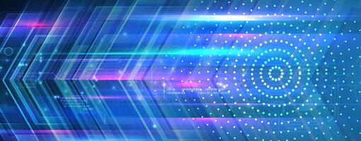 abstract futuristic technology background with glowing circle lines vector
