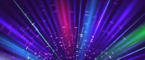 a colorful abstract ray background with music notes vector