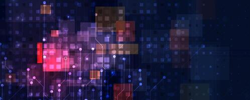 abstract digital city background with lights and squares vector