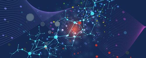 abstract background with light lines and dots vector