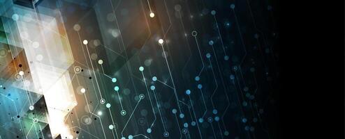 abstract technology hexagon background with glowing lines vector