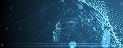 the future of artificial intelligence blue background vector