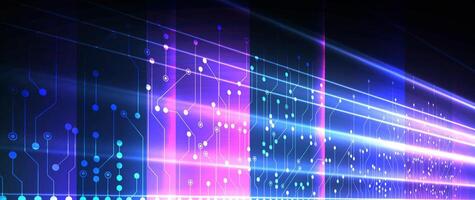 abstract background with glowing circuit lines and dots vector