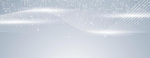 abstract grey background with white wave lines and dots vector