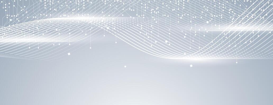 abstract grey background with white wave lines and dots