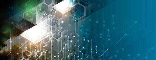 abstract circuit technology background with hexagonal shapes vector