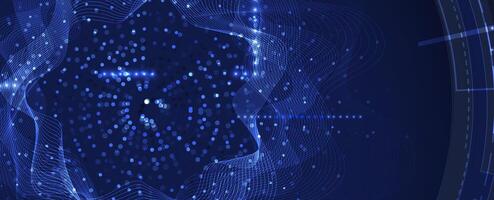 abstract blue digital background with lines and dots vector