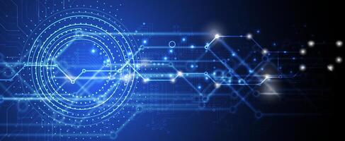 circuit technology background with blue lines and dots vector