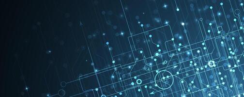 a blue background with a circuit board vector