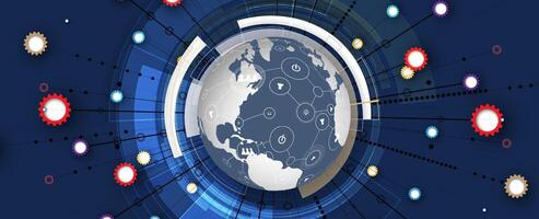 the world is surrounded by many different colored dots vector