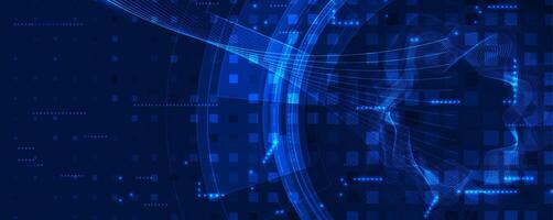 abstract blue background with digital lines and dots vector
