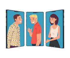 People Chatting Online Using Smartphone Call, Communication via the Internet, Social Networking Concept Illustration vector