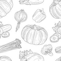 Natural Organic Healthy Products Seamless Pattern, Green Farm Food Hand Drawn Design Element Can Be Used for Fabric, Packaging, Web Page, Background Illustration vector