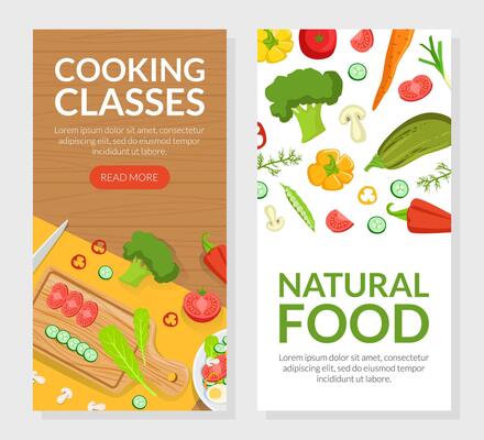 Cooking Classes, Natural Food Landing Page Templates Set, Culinary School Online Web Page, Website Illustration